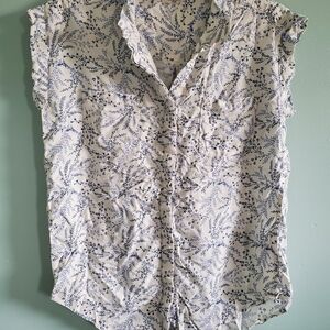 Jachs Blue and White Patterned Blouse